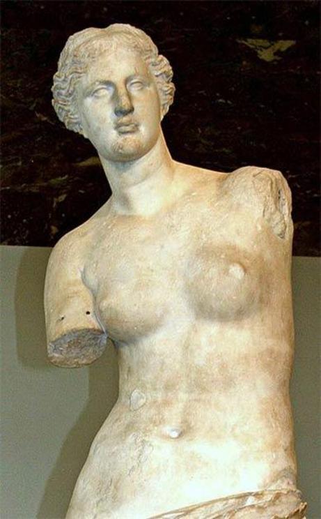Venus di Milo or Aphrodite of Milos (the Greek goddess of love) is one of the most famous Greek sculptures