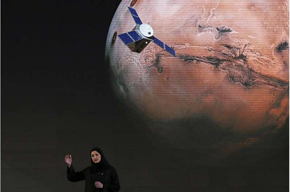 In this Wednesday, May 6, 2015 file photo, Sarah Amiri, deputy project manager of a planned United Arab Emirates Mars mission talks about the project named 