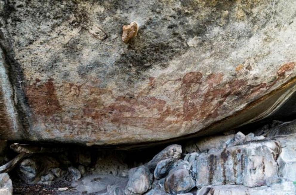 General view of the paintings at Amak'hee 4, in Tanzania.