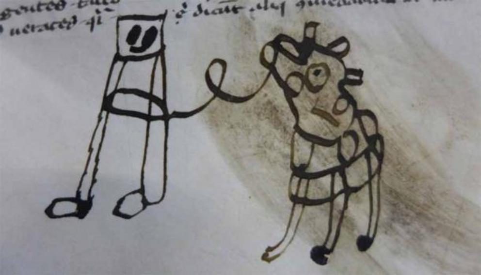 The medieval child doodles.