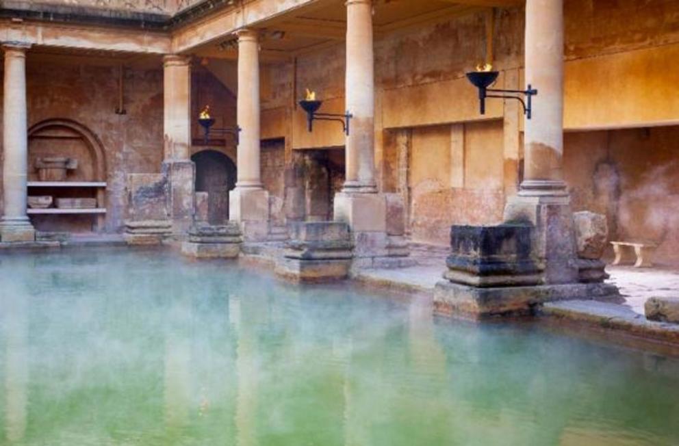 Main pool in the Roman baths in Bath, UK.