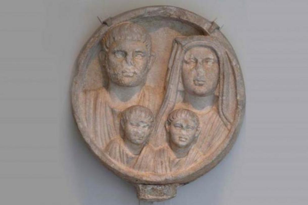Marriage funerary relief of a Roman family. 2nd - 3rd century AD.