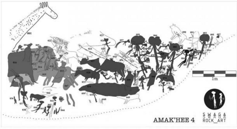 Digital tracing of the Tanzanian paintings at Amak'hee 4.