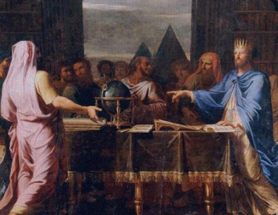 Ptolemy II depicted with Jewish savants who translated the Bible for the great library of Alexandria, by Jean-Baptiste de Champaigne.