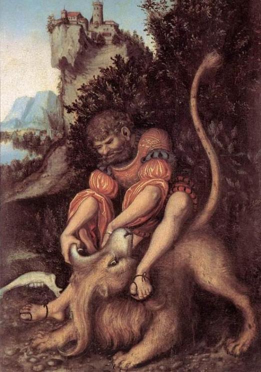 Samson's Fight with the Lion (1525) Samson’s power was said to be connected to his uncut hair.