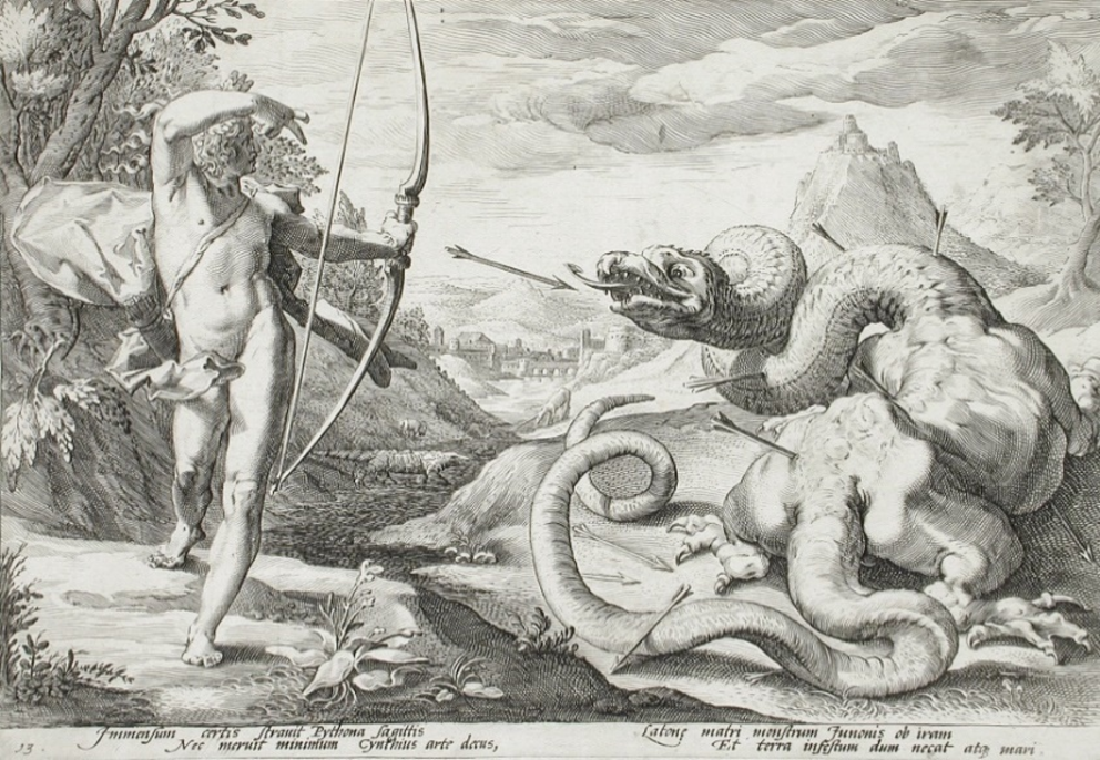 Figure 21: Apollo Killing Python by Hendrik Goltzius (1558-1617). Apollo, here, is depicted in the form of Orion.