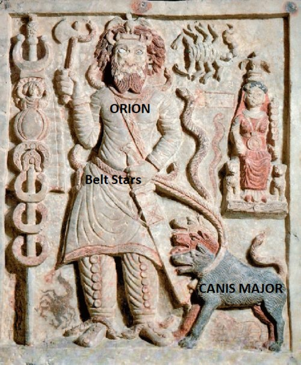 Figure 18: Ancient Parthian relief carving of Nergal from c.1st or 2nd century CE. Nergal’s belt is tied to multi-headed “hound of Hades”.