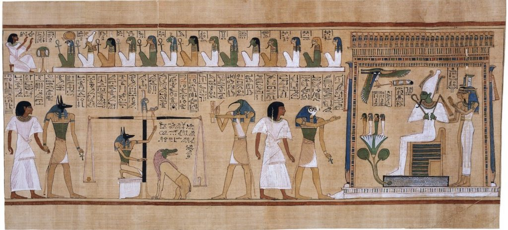 Figure 20: The Judgement of the Dead in Book of the Dead of Hunefer. Hunefer was a royal scribe of the New Kingdom, 19th Dynasty, c1300 BCE. British Museum.