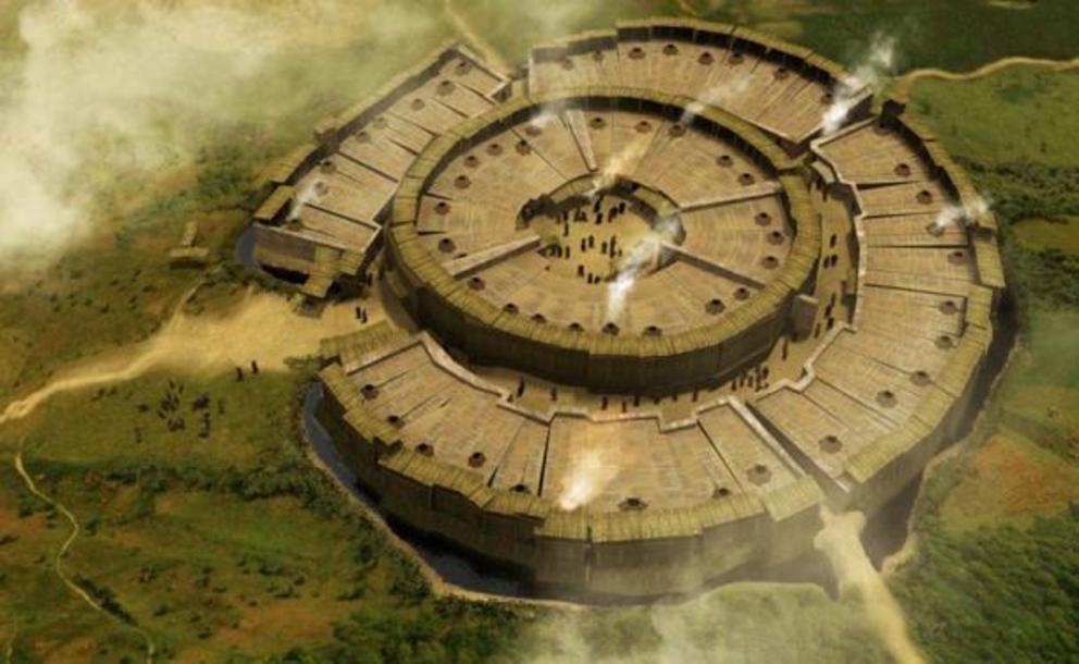 Reconstruction of Arkaim archaeological site in Russia.