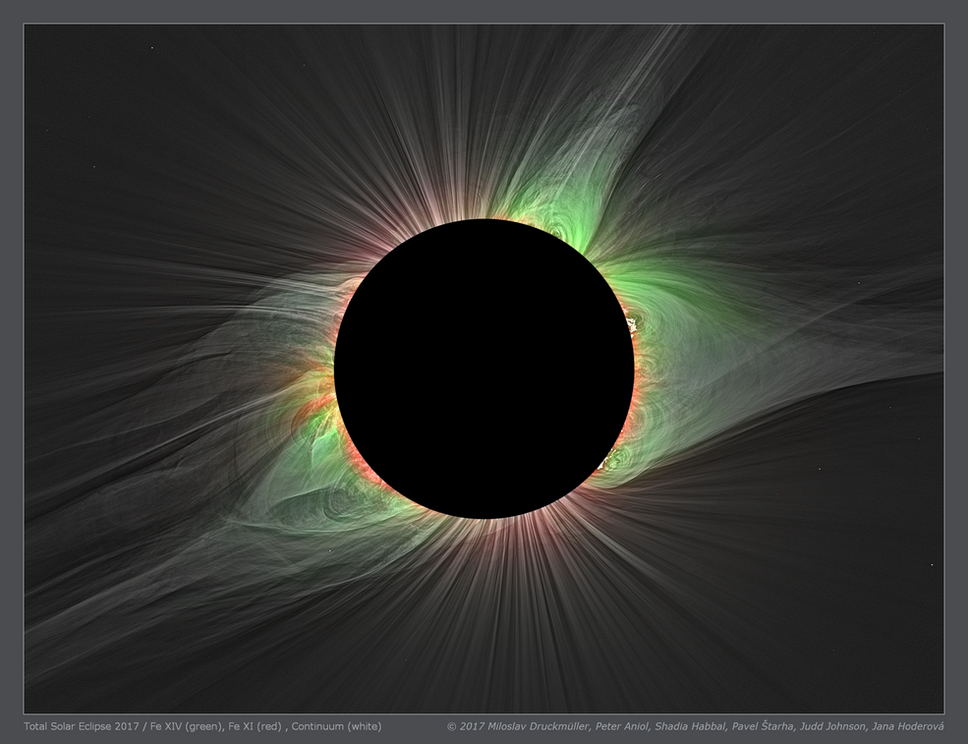 Coronal streamers visible during an eclipse in 2017.