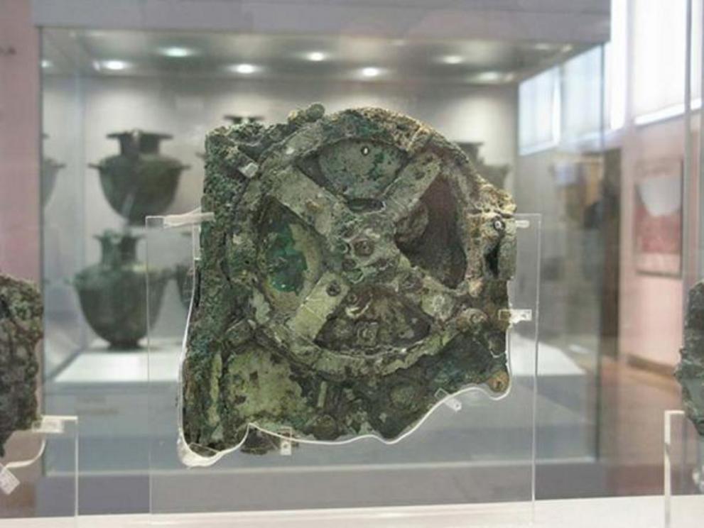 The Antikythera Mechanism kept at the National Archaeological Museum, Athens, Greece.