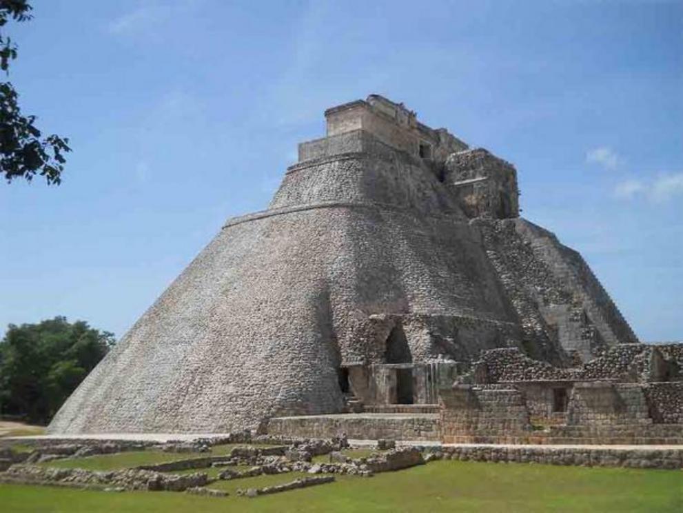 The Pyramid of the Dwarf in Uxmal, Yucatan Peninsula, according to legend was built in a single night by dwarfish sorcerer deity named Itzamna.