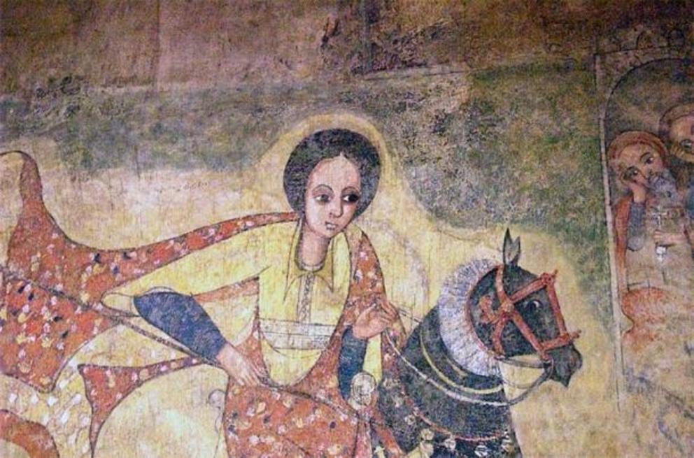 17th century AD painting of the famous Queen of Sheba from a church in Lalibela, Ethiopia.