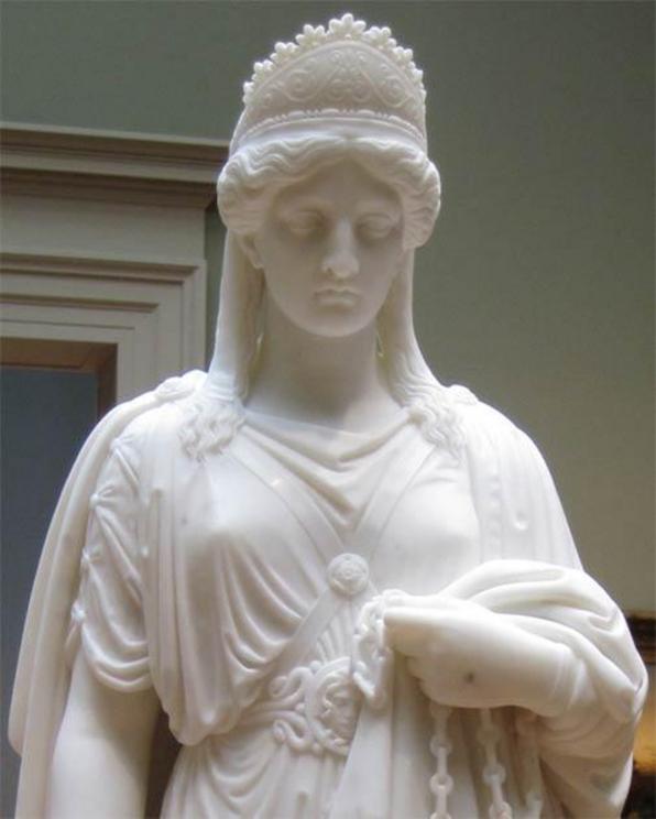 Marble statue of the famous queen Zenobia in chains.