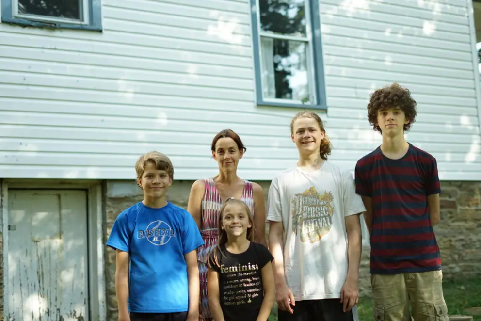 From left, Gunnar, Lois, Odessa, Nels and Kylan at their home in Scenery Hill, PA.