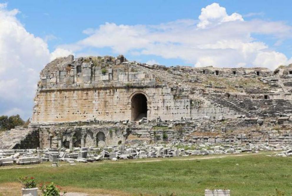 Left entrance of the ancient theatre in Miletus, Turkey (rebuilt on a Grek site by the Roman emperor Trajan) another testament of Roman presence in Anatolia and what they left behind.