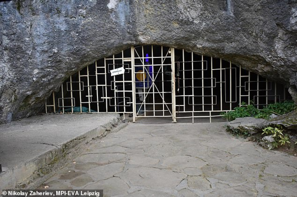 Pictured, the entrance to the Bacho Kiro Cave. The excavations are just inside the entrance and to the left. The cave extends over 3 km and is a popular tourist destination