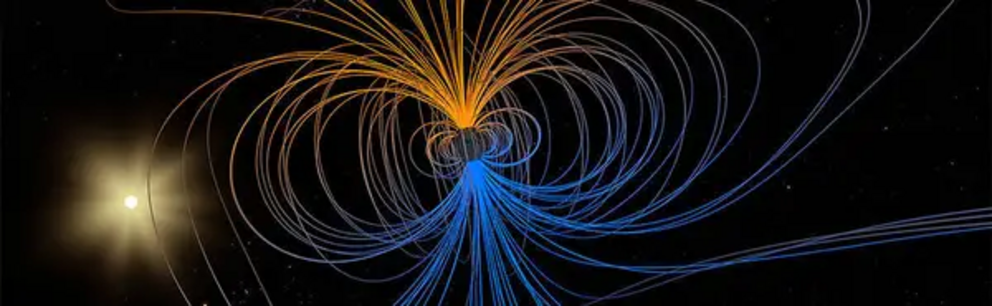 A visualization of the Earth's magnetic field.