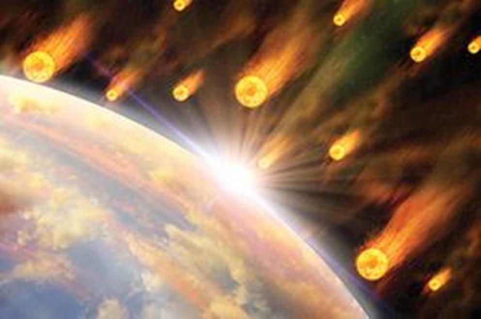 The planet was subjected to sudden and destructive, deep-water, oceanic comet impacts during the 300-year transitional period at the end of the last Golden Age, circa 9600 BCE.