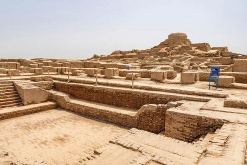 Excavated ruins of Mohenjo-daro, Sindh province, Pakistan, showing the Great Bath in the foreground. The Great Bath may be the precursor to India’s more decorative stepwells.