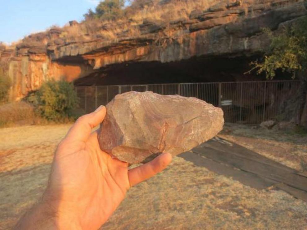 An Oldowan-style stone tool found inside the Wonderwerk Cave.