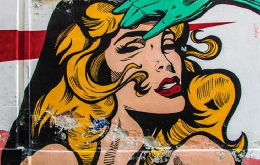 Femme fatale comic style graffiti