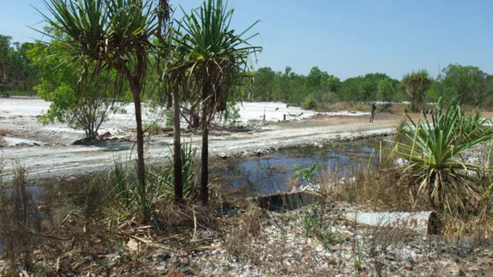 Salts litter the bed of the Finniss River.