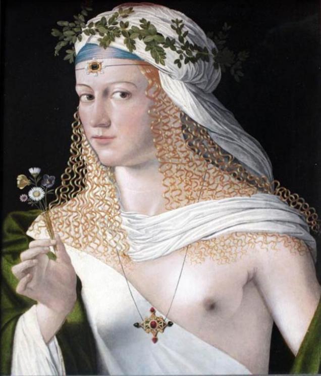 Portrait of a Woman by Bartolomeo Veneto, traditionally assumed to be Lucrezia Borgia – an infamous femme fatale.