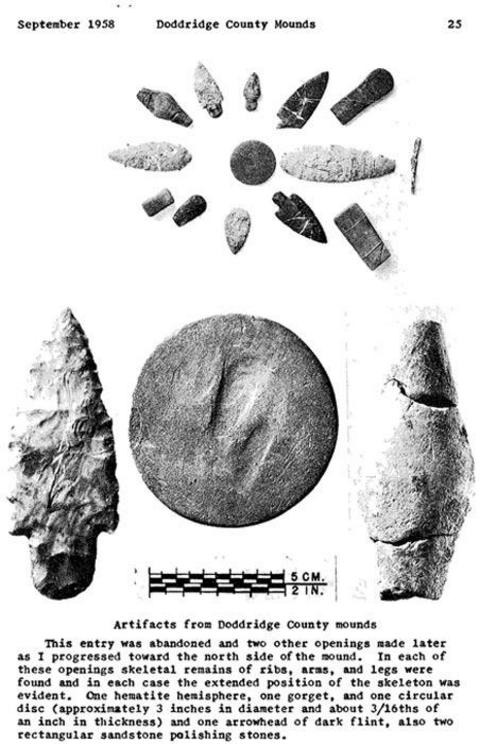 Artifacts from Doddridge County Mounds in Sutton Report