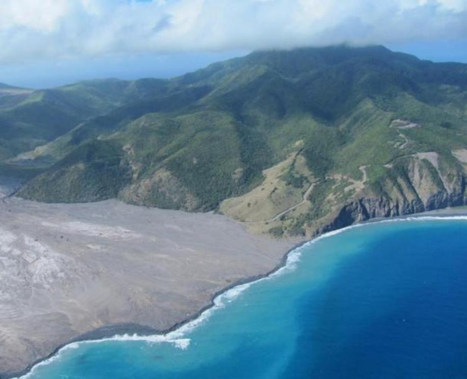 An aerial view of Montserrat, in the Caribbean.