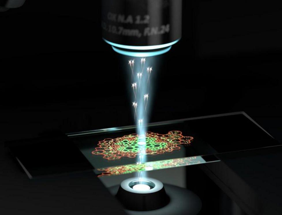 Artist’s impression of UQ’s new quantum microscope in action. Credit: The University of Queensland