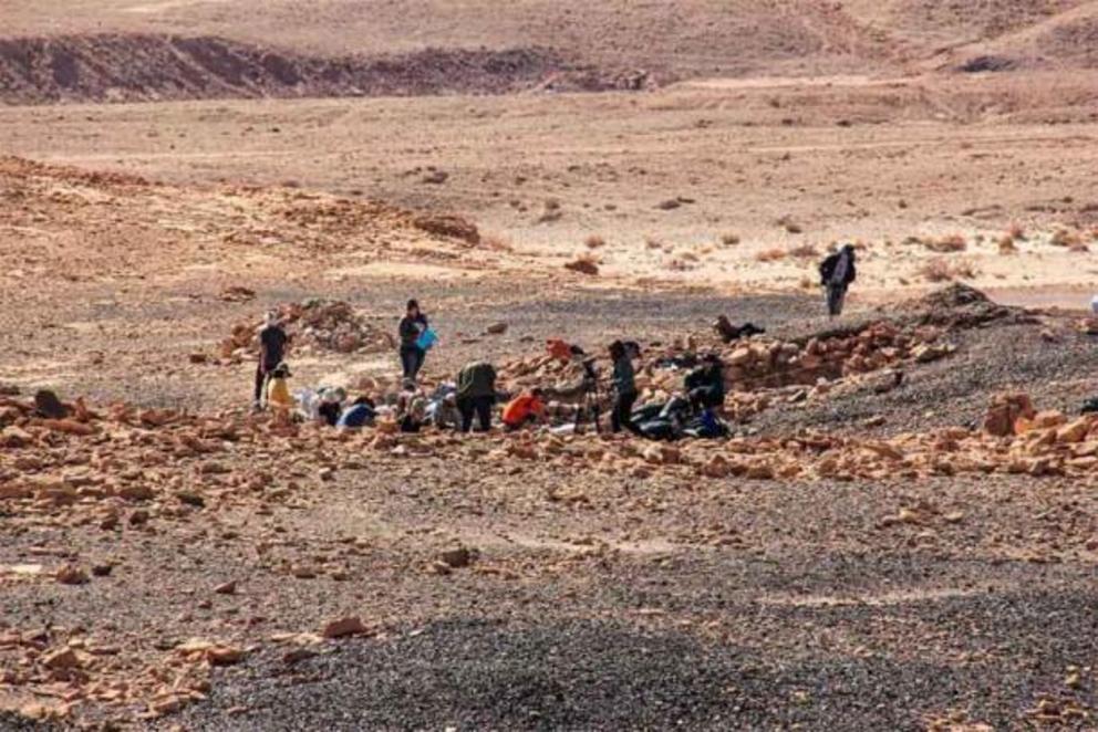 Archaeologists excavating at the copper mines of Timna in the Aravah Valley.