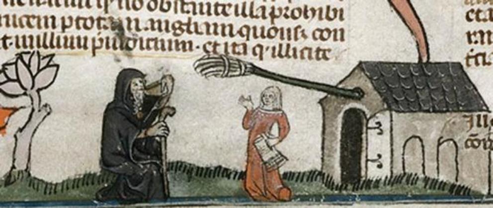 Depiction of an alewife from the Smithfield Decretals, c. 1300.