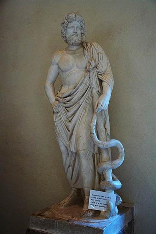 Statue of Asclepius, exhibited in the Museum of Epidaurus Theatre.