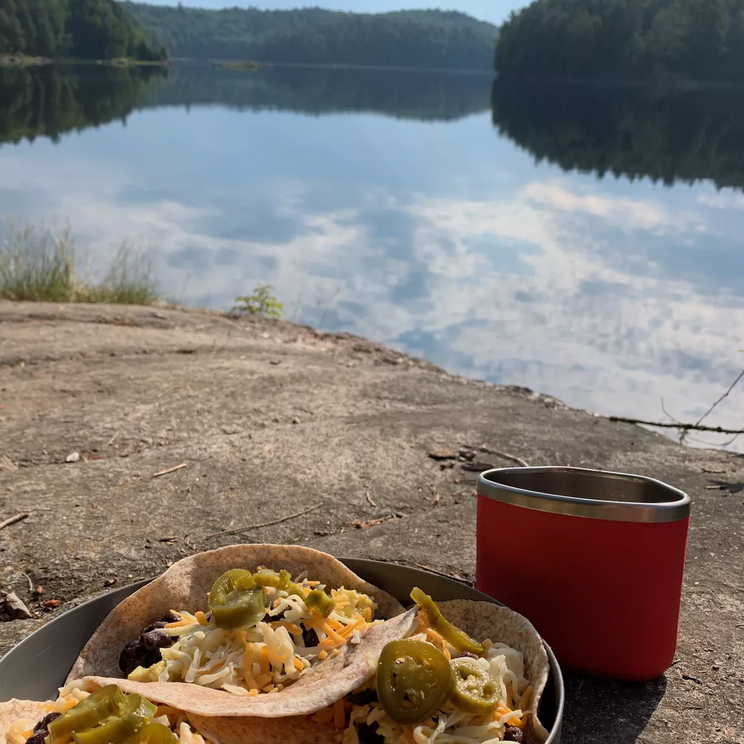 Breakfast tacos overlooking the lake.