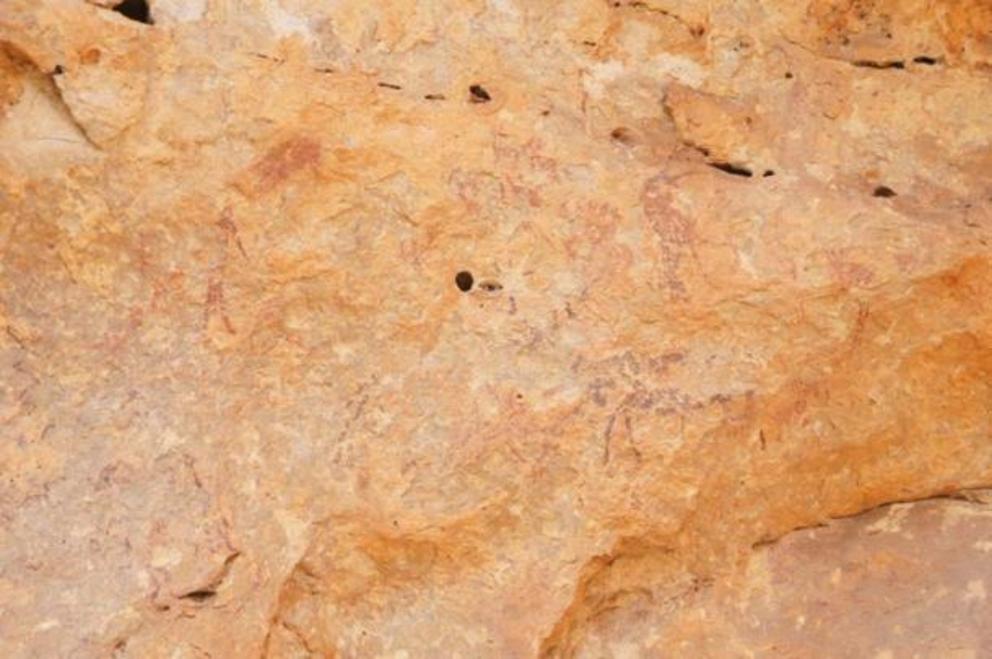 The rock paintings at Cuevas de la Araña near Bicorp are pretty faint and difficult to see with the naked eye.