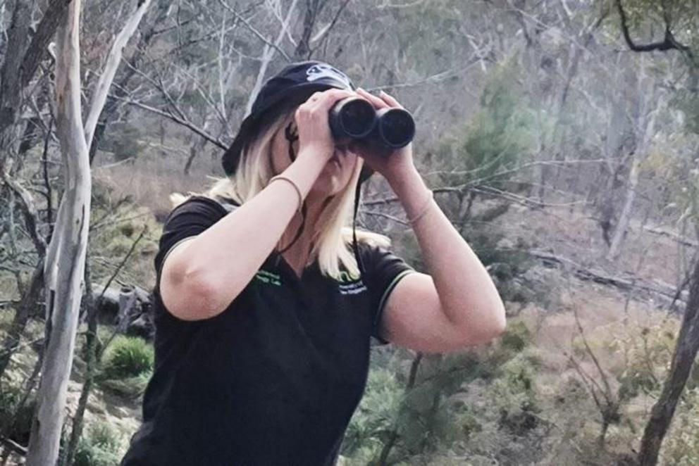 Candice Larkin is using all kinds of techniques to track down hard to find birds like the barking owl.(Supplied: Candice Larkin)