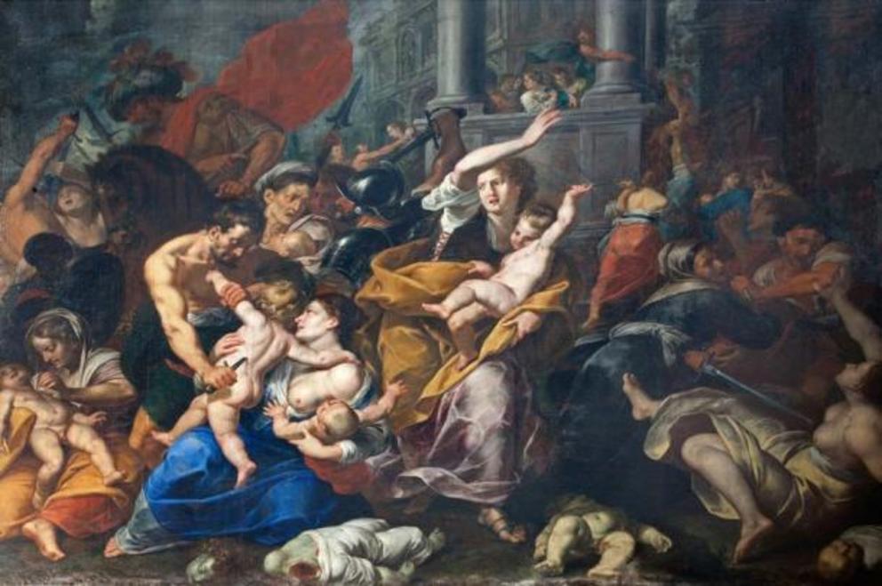 A painting of the Massacre of the Innocents (the Massacre of Milan) from San Eustorgio church in Milan.