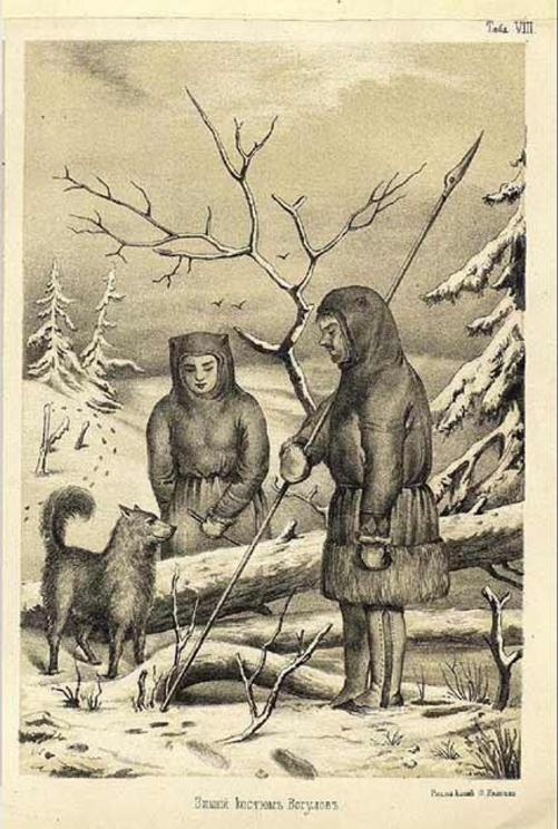 Three Mansi people members in a drawing from 1873. The idea that the “killer” was a member of the Mansi tribe was also offered as an explanation for the Dyatlov Pass incident.