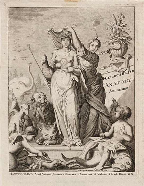 Nature is personified by the goddess Artemis, and is revealing itself to a personified science, by Jan Luyken. Frontispiece to the book “Anatome Animalium