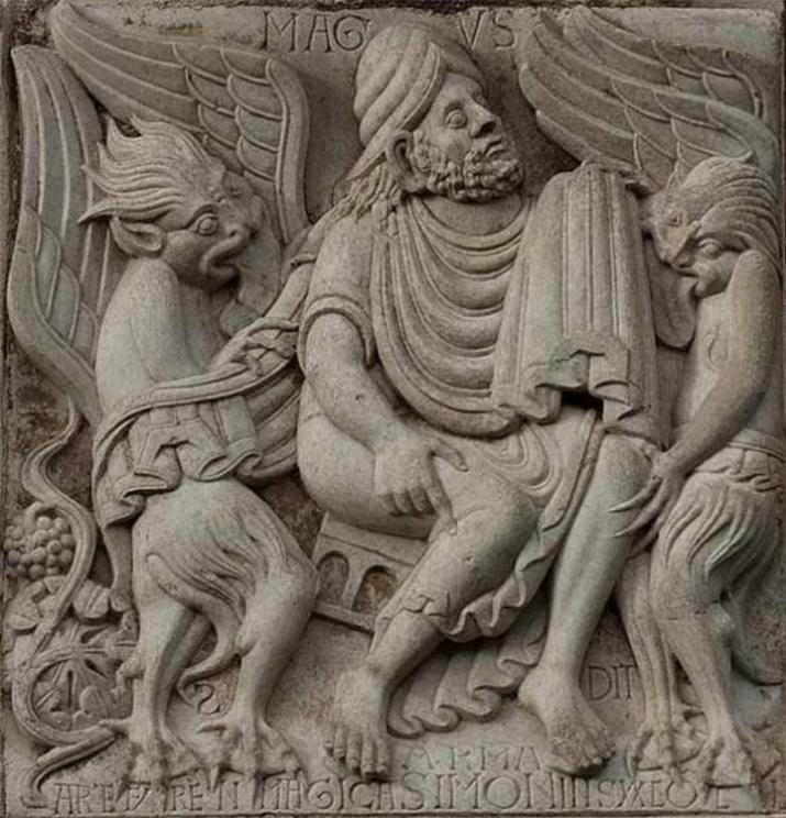Simon Magus with demons, Basilicia Saint-Sernin, Toulouse