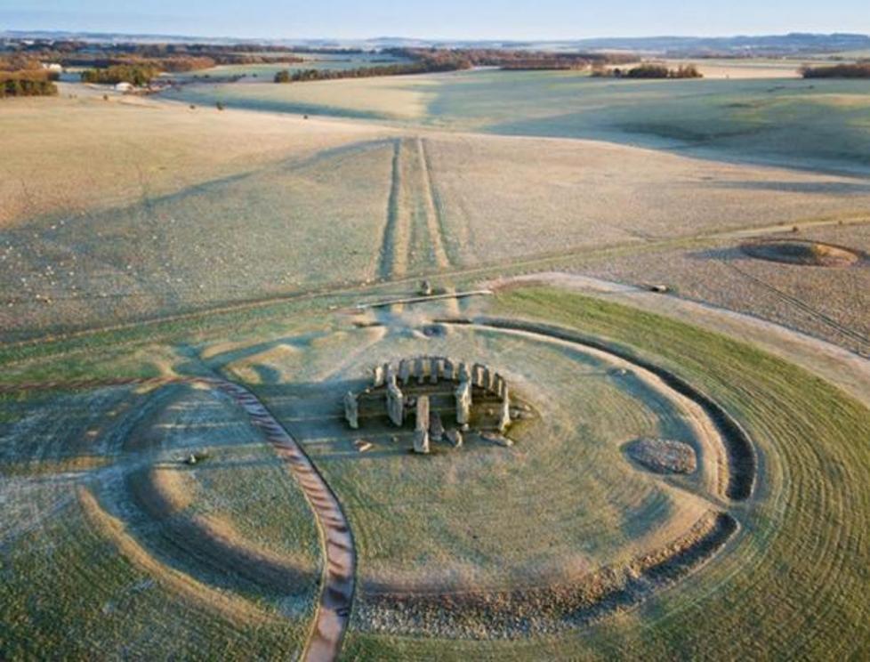 Stonehenge and surrounding earthworks.