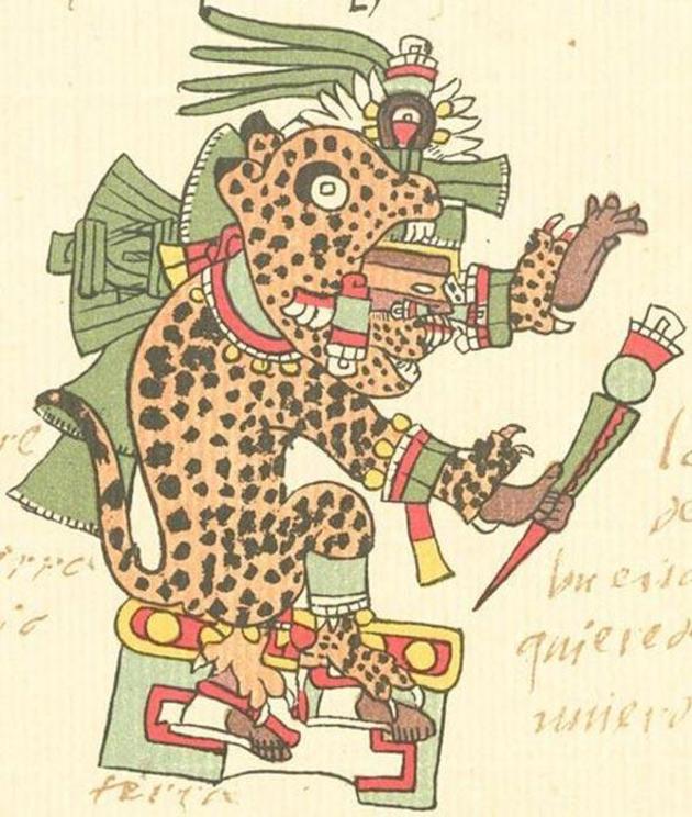 The god Tepeyollotl, from the Aztec Codex Telleriano-Remensis (16th century).