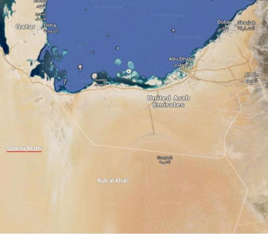 The ancient traces of the Great River: the Sabkha Matti runs 300 km inland. Radar images trace it much further.