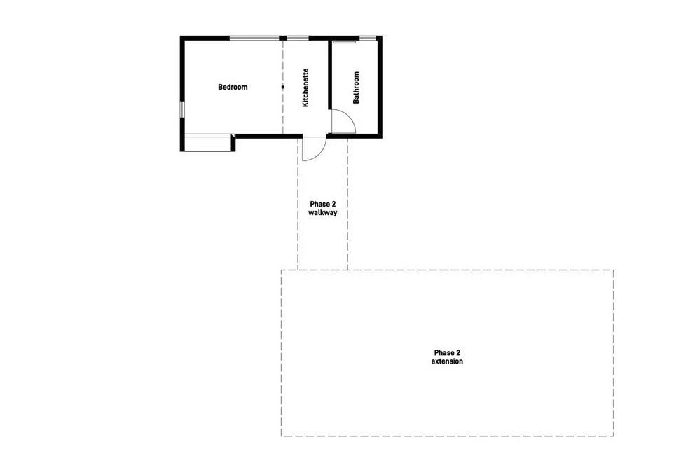 Plan of cabin and future extension.