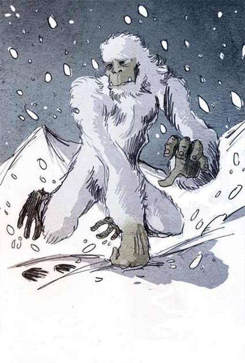 The Mansi people have long believed in a “supernatural” being called the Menk, a kind of Yeti snow man with immense powers. This image of a Yeti was imagined by the artist Philippe Semeria.