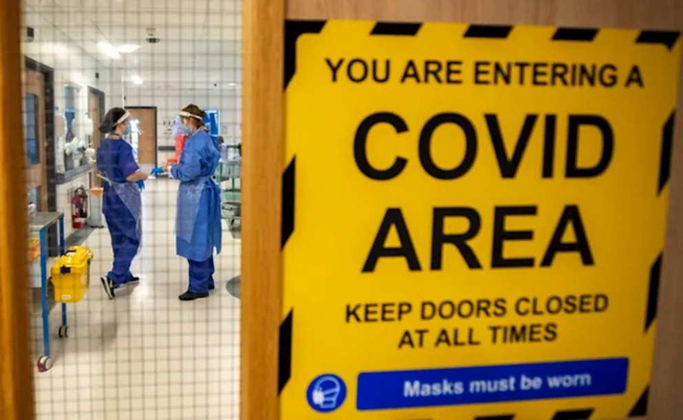 The entrance to one of five Covid-19 wards at Whiston Hospital in Merseyside - Peter Byrne/PA Wire