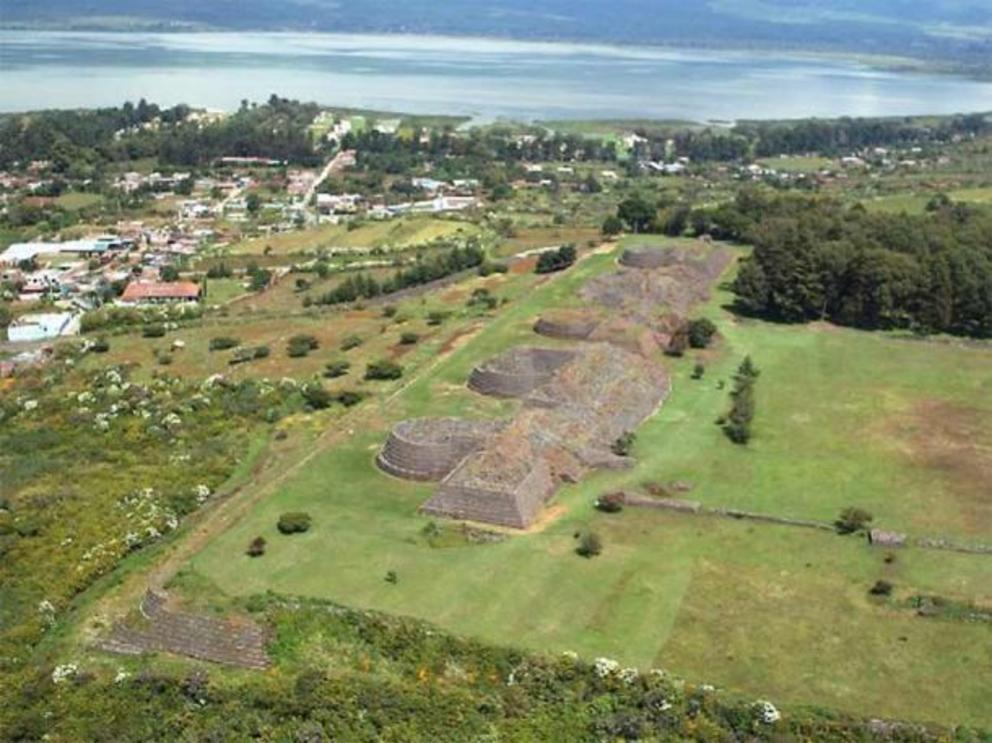 Aerial view of Tzintzuntzan.