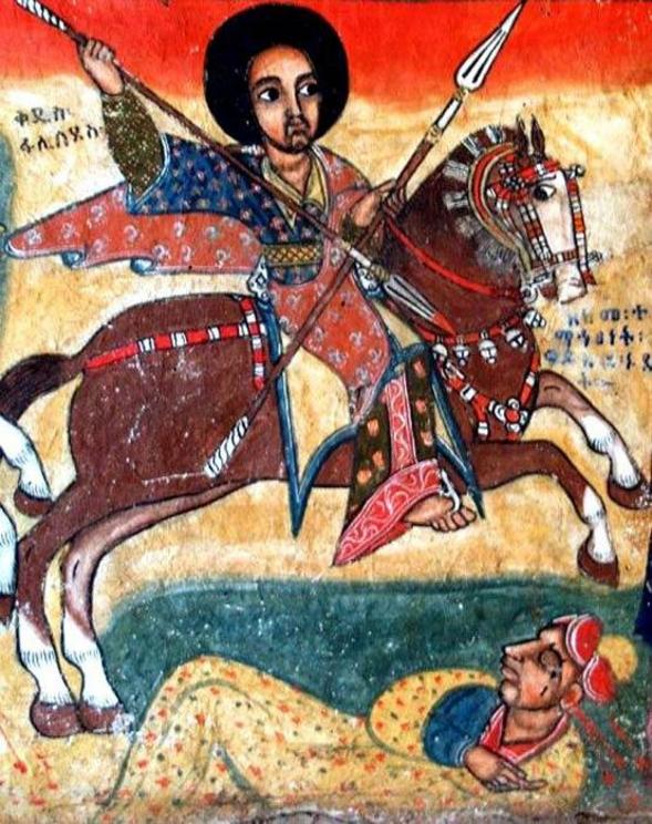 Ethiopian Emperor Fasil, who built the Fasil Ghebbi palace, on horseback in the 17th century.