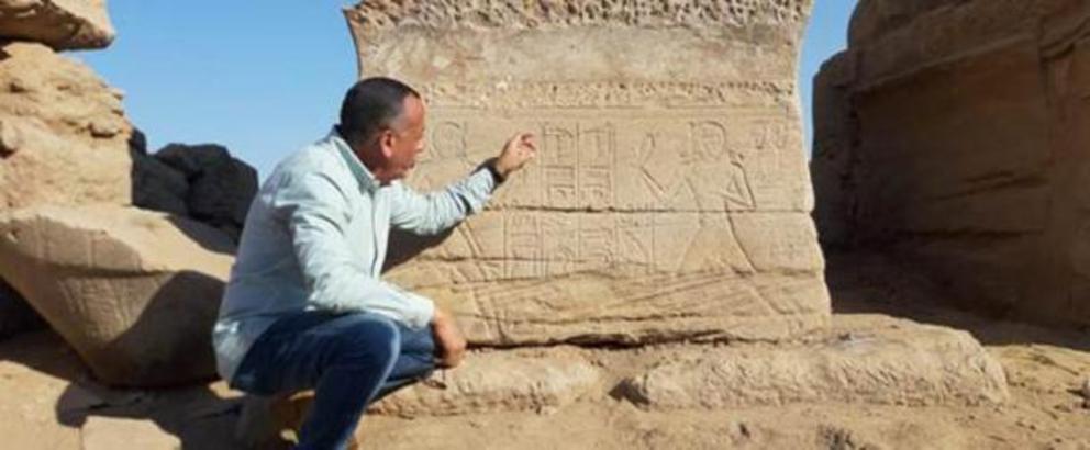 The hieroglyphic inscription dating to the reign of Amenhotep III, King Tutankhamun grandfather, was at the base of one of the criosphinx statues recently found in Luxor, Egypt.